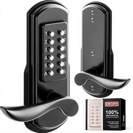 Cerradura de puerta mecánica sin llave con teclado, negro | Izquier...