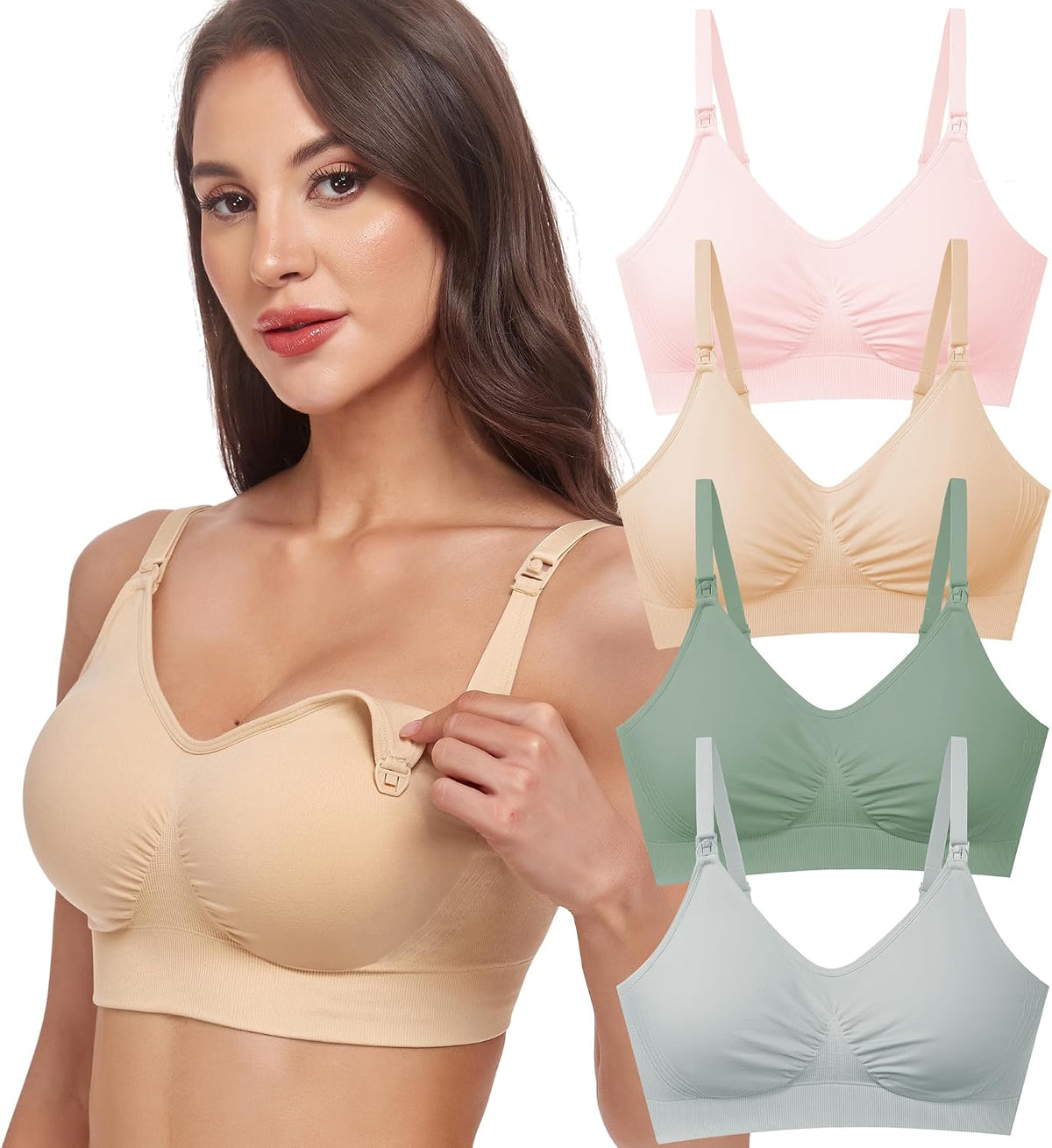 GXXGE paquete de 4 brasieres de lactancia para maternidad, con push...