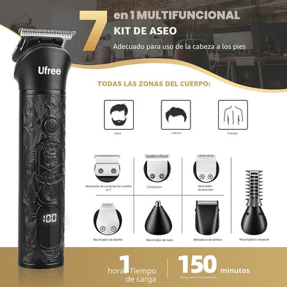 Ufree Recortadora de barba 7 en 1 para hombres, afeitadora eléctric...