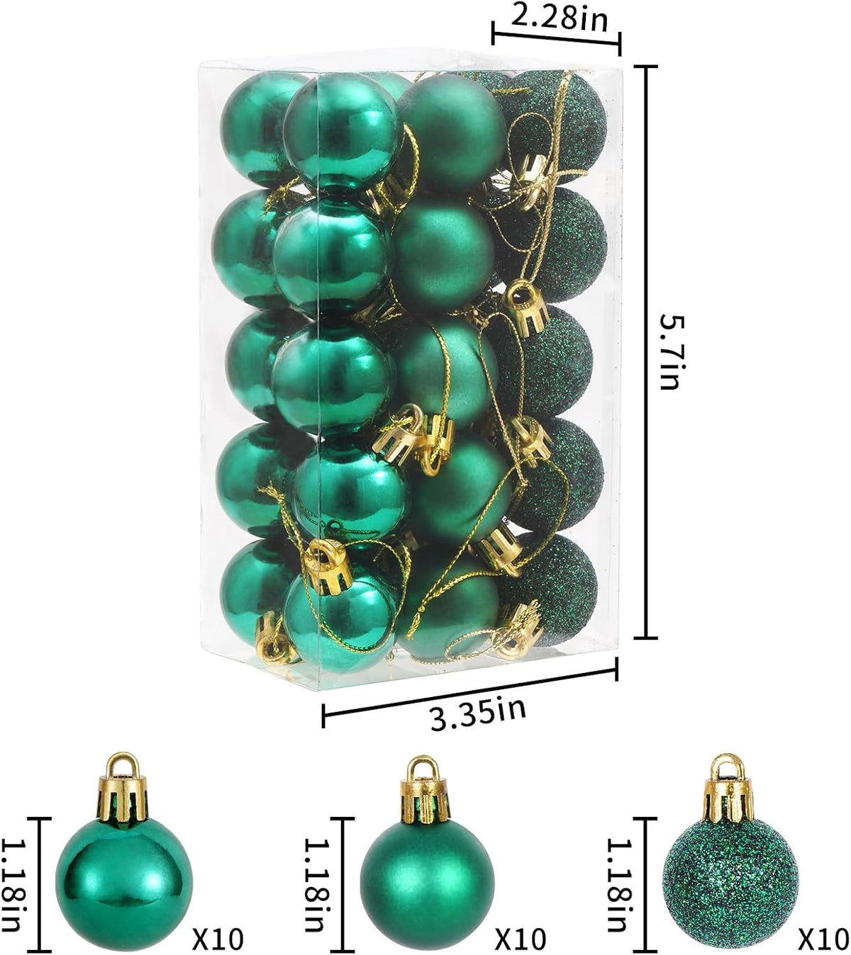 Adornos de bola de Navidad de 30 quilates, decoración de árbol de N...