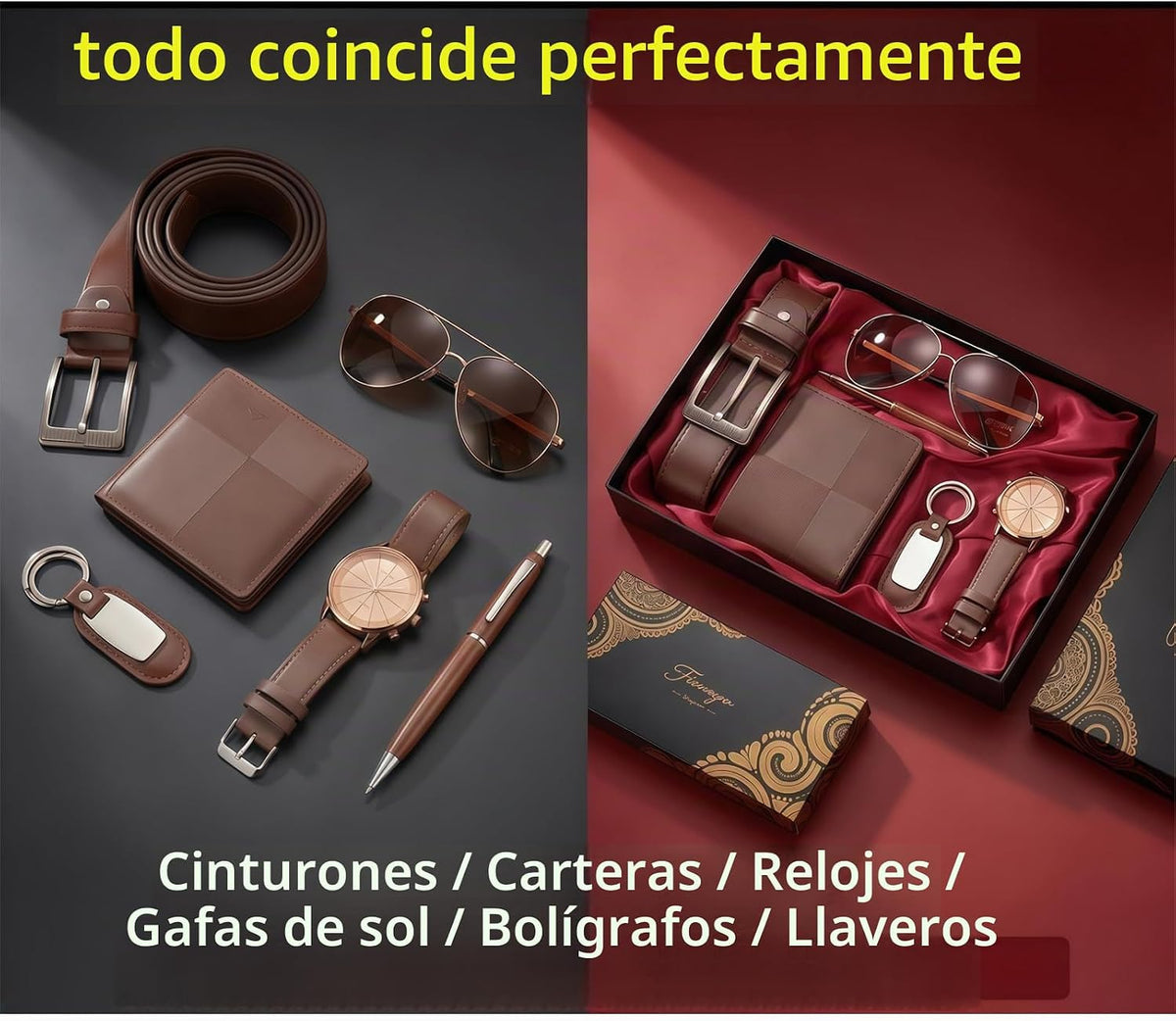 CXLZENGH Juego de regalo para hombre, 6 piezas, reloj, billetera, c...