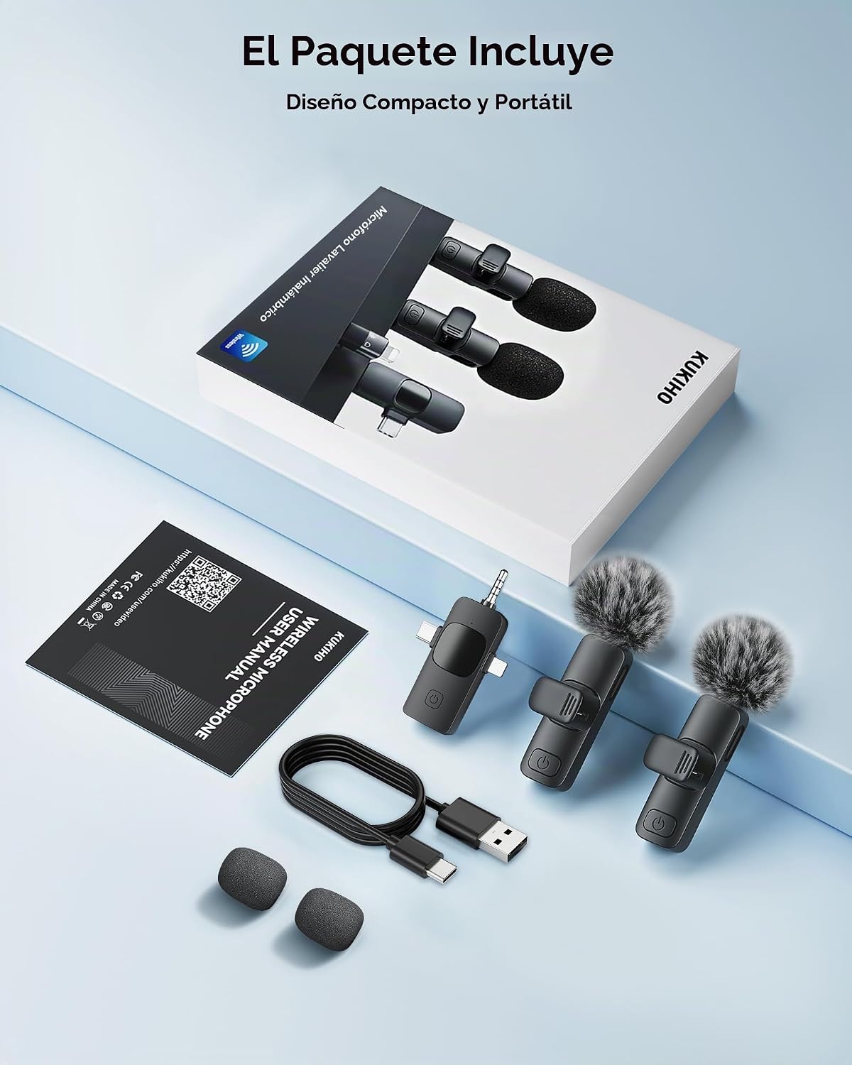 KUKIHO Micrófono Lavalier inalámbrico 3 en 1 para iPhone, iPad, And...