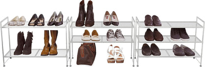Simple Houseware Zapatero apilable de malla de 3 niveles, color pla...