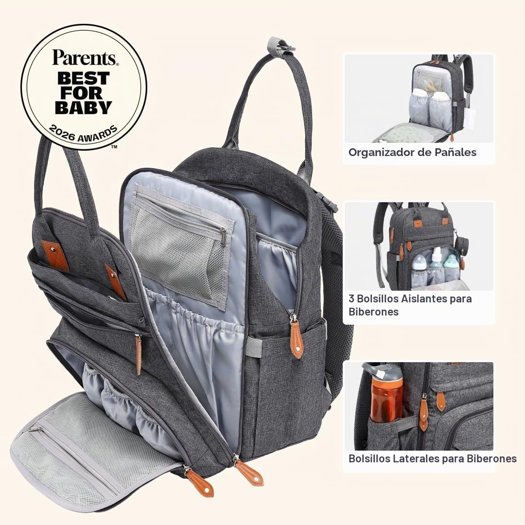 BabbleRoo Mochila para pañales \u2013 Bolsa de viaje para Baby Esse...