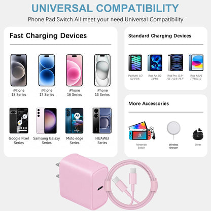 Cargador de carga rápida para iPhone 18, 17, 16, 15, paquete de 3 u...