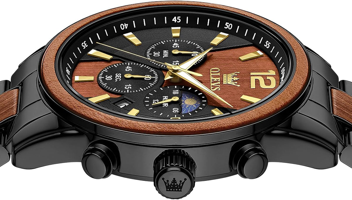 OLEVS Relojes de pulsera analógicos de cuarzo para hombre, cronógra...