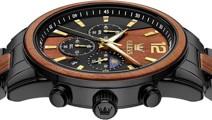 OLEVS Relojes de pulsera analógicos de cuarzo para hombre, cronógra...