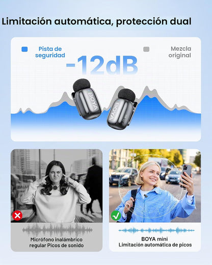 Micrófono Lavalier inalámbrico BOYA mini 2 para iPhone 5-17 y teléf...