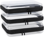YOPCDJ Paquete de 3 fundas rígidas transparentes con cremallera, Ne...