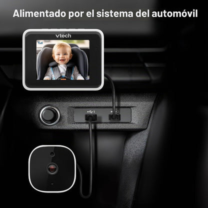VTech Cámara de coche para bebé para asiento trasero, visor de mont...