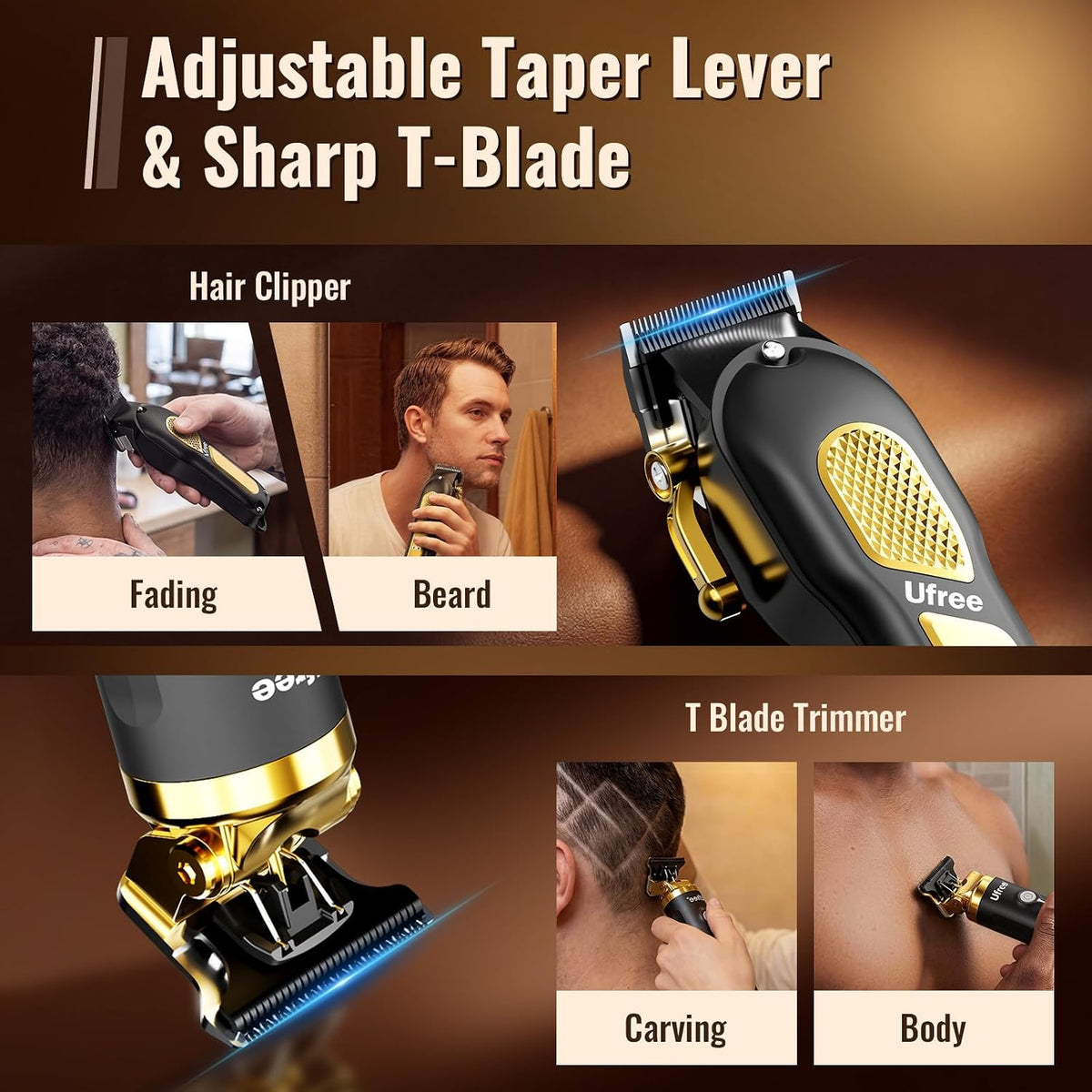 Ufree Juego de cortapelos inalámbricos para hombres, cortapelos y |...