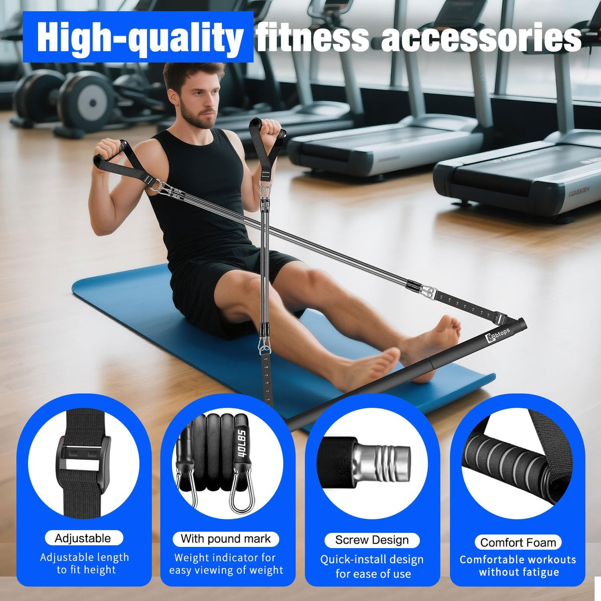 Kit de barra de pilates Bbtops con bandas de resistencia, barra de...