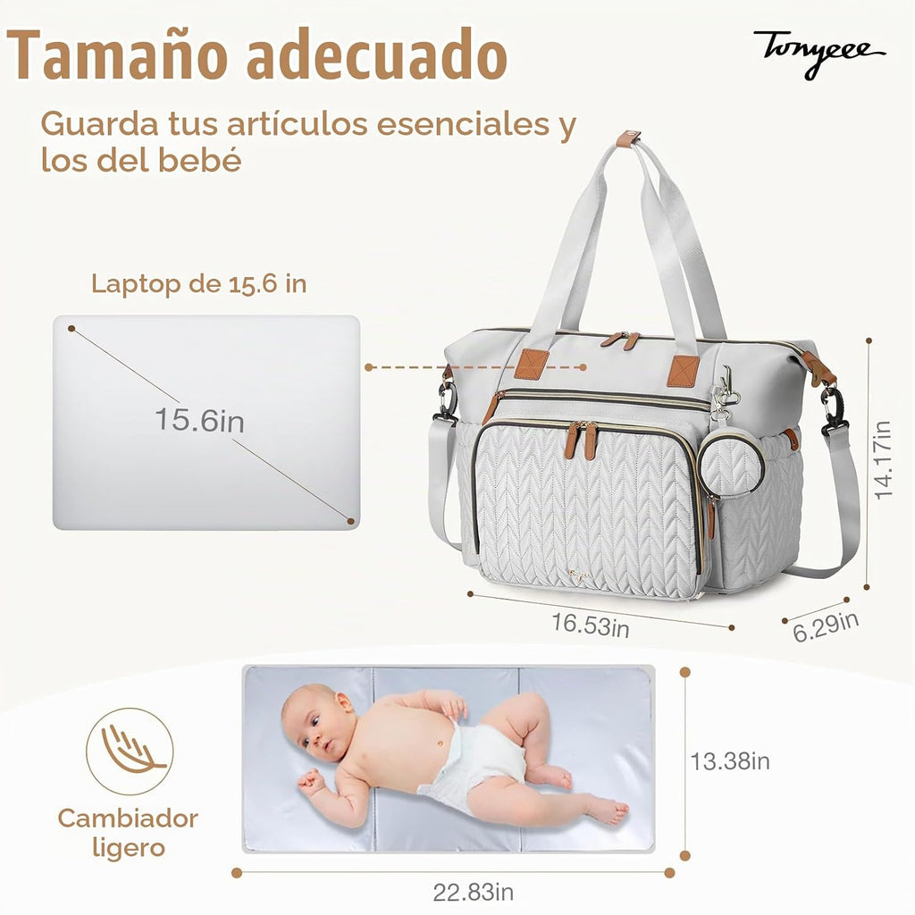 Tonyeee Bolsa de pañales, bolso grande del hospital del bebé para l...