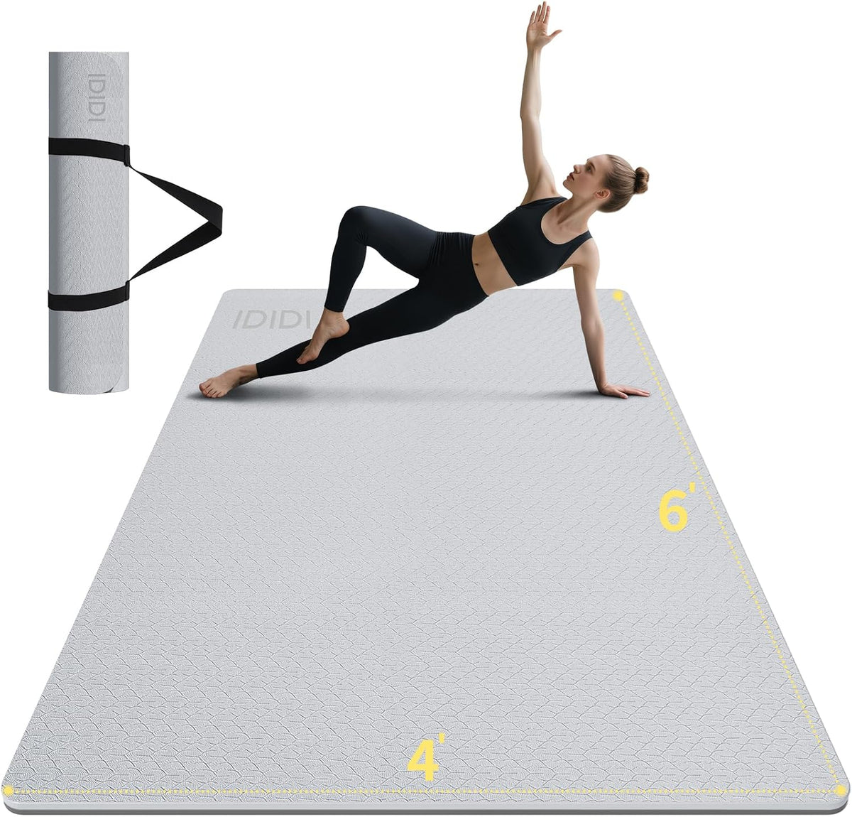 Esterilla grande de yoga de 8 mm (6' x 4') - Extra larga y...