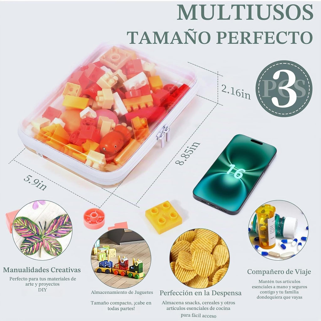 YOPCDJ Paquete de 3 fundas rígidas transparentes con cremallera, bo...