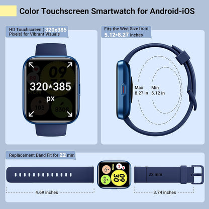 Reloj inteligente para mujeres\/hombres, compatible con Android y i...