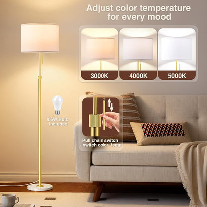 Ambimall Lámpara de pie moderna dorada ajustable en altura, oro y b...