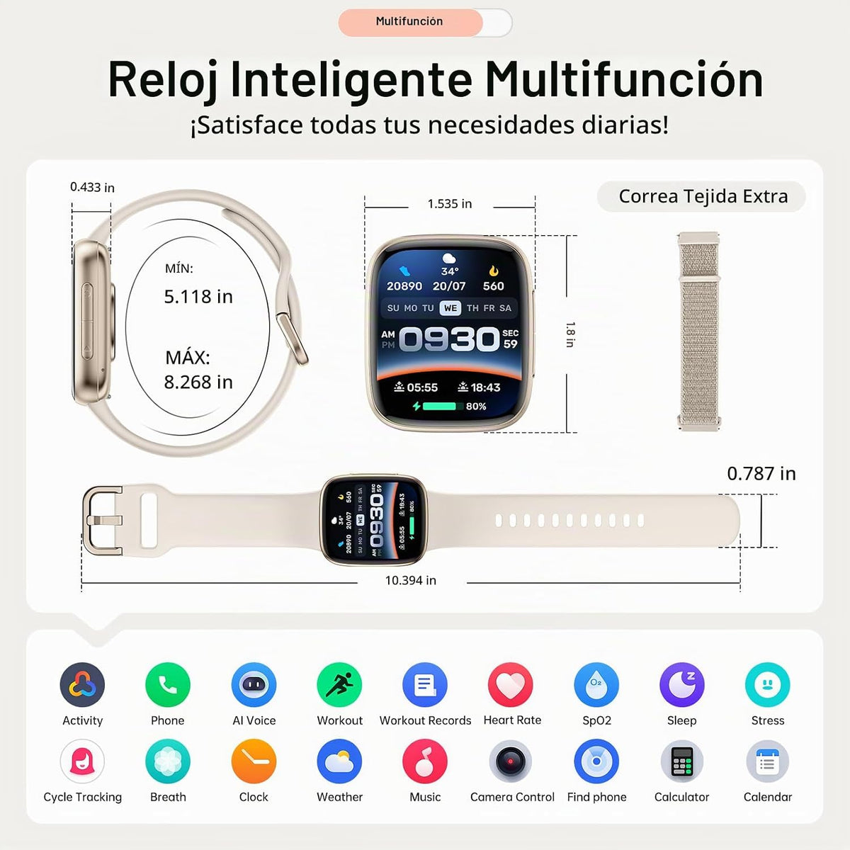 Relojes inteligentes para mujeres y hombres, reloj inteligente AMOL...