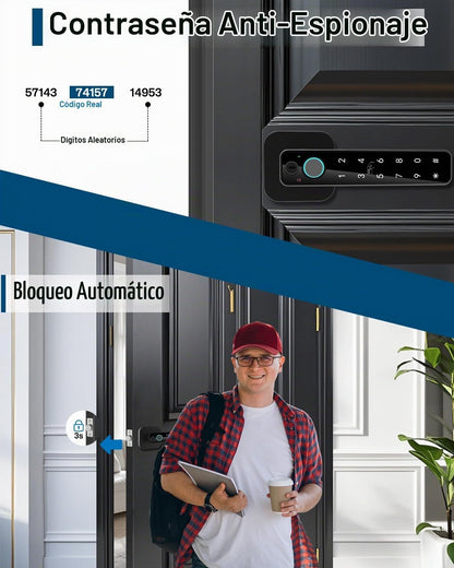 Buoan - Cerradura de puerta inteligente 5 en 1, perilla digital de...