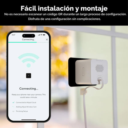 WYZE Cámara de ventana, cámara de seguridad interior WiFi, visión n...
