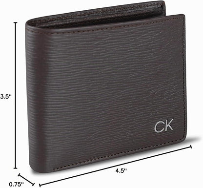 Calvin Klein Billetera plegable minimalista de piel RFID para hombr...