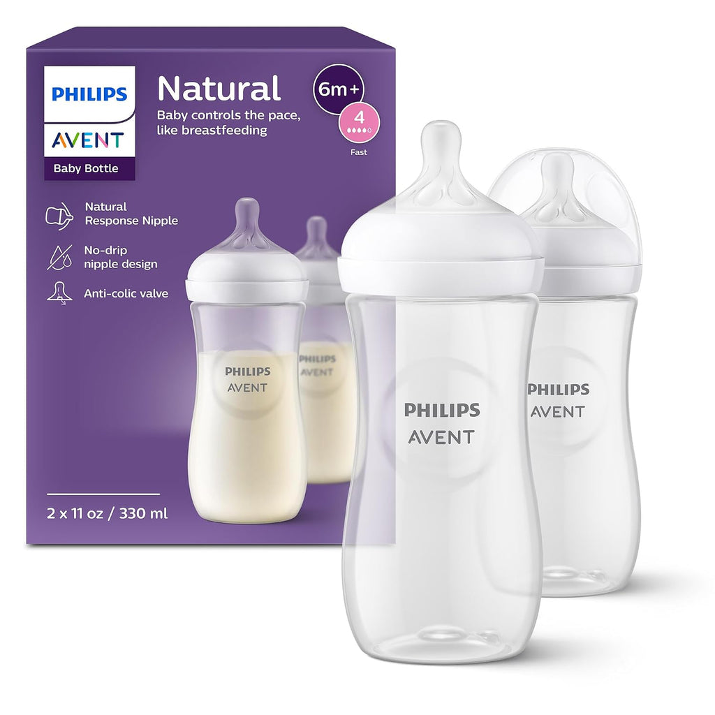 Philips Avent Biberones naturales, flujo rápido, 11 onzas, sin BPA,...