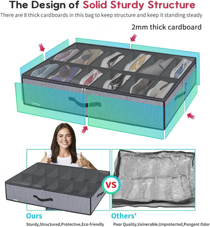 Onlyeasy Organizador grande de zapatos debajo de la cama (6 a 12 pa...