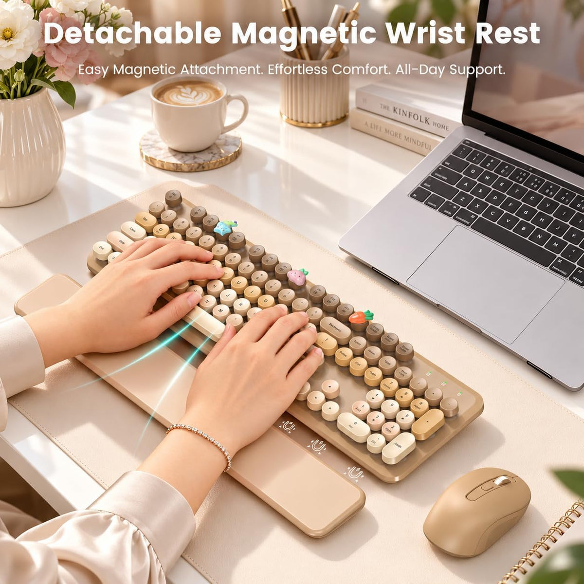 Combo de teclado y mouse inalámbricos con reposamuñecas magnético |...