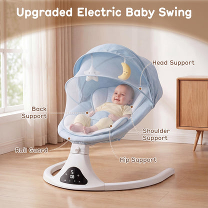 Columpio eléctrico para bebé con control remoto, 5 velocidades, por...