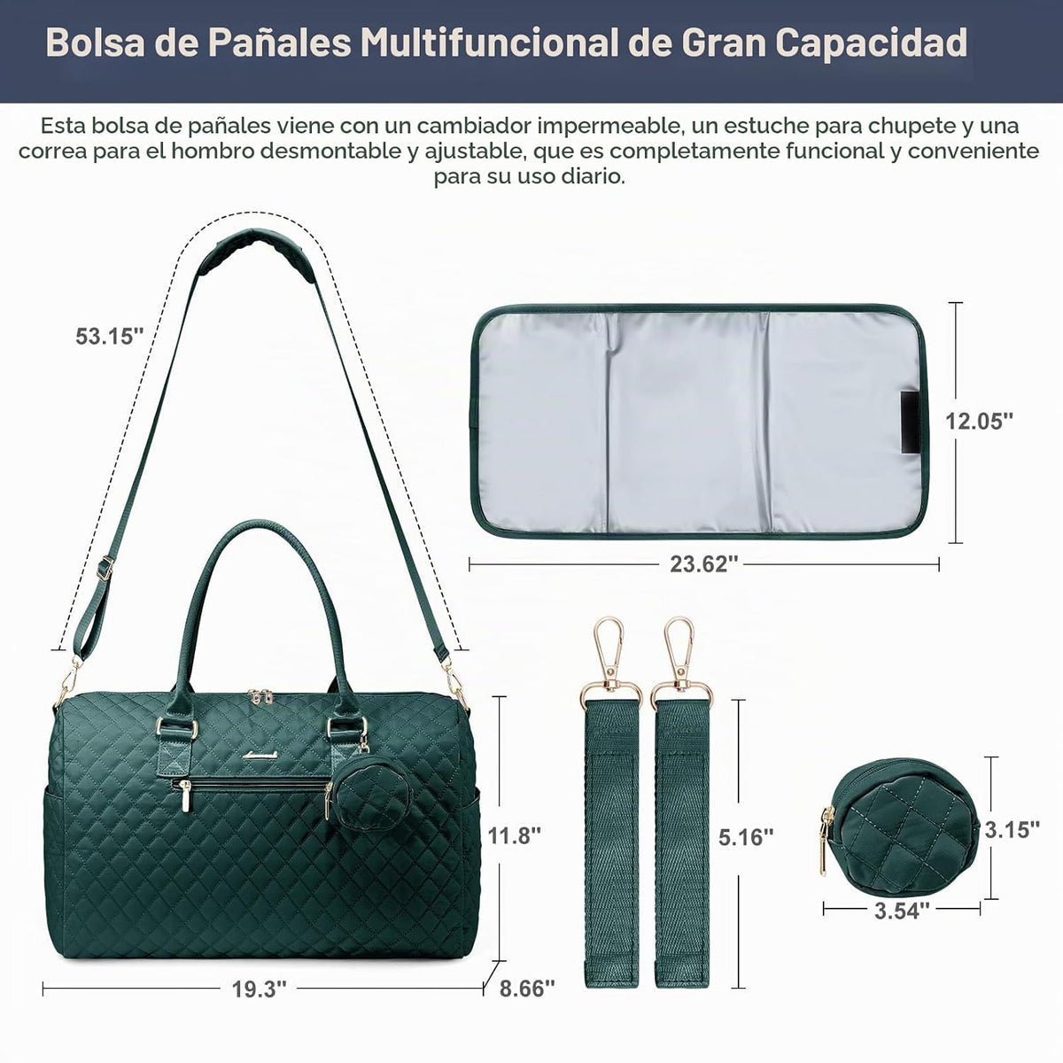 LOVEVOOK - Bolso para pañales con estuche para chupete y cambiador,...