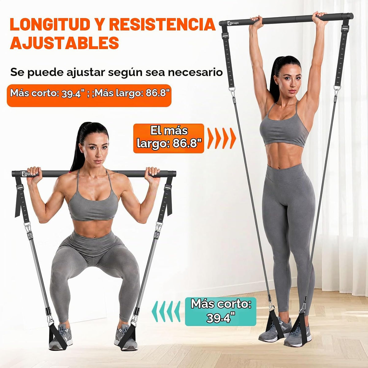 Kit de barra de pilates Bbtops con bandas de resistencia, barra de...
