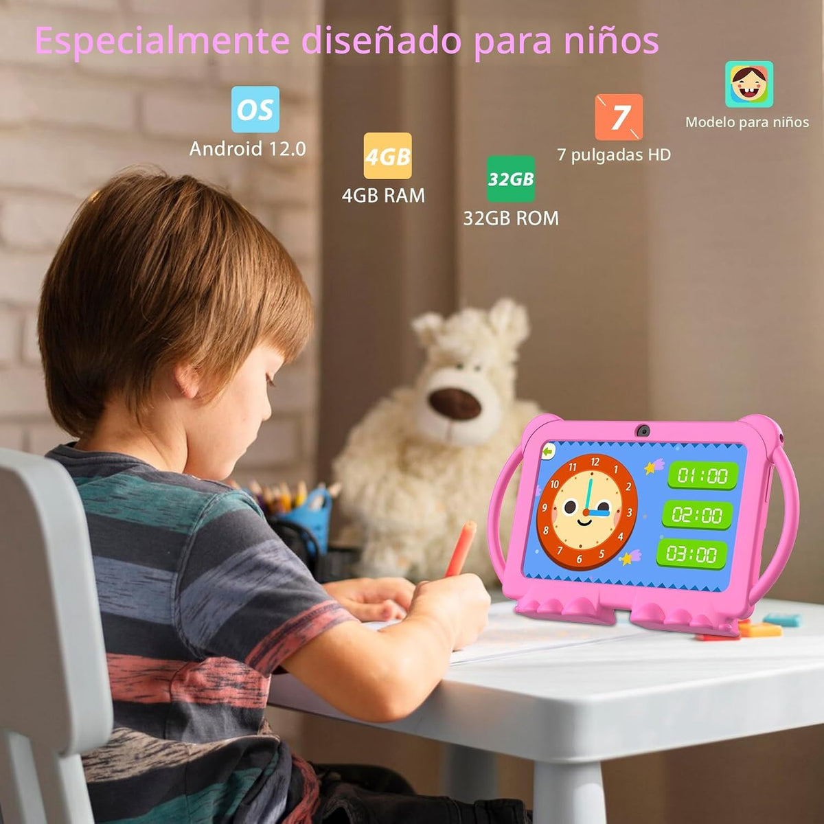 HOTTABLET Tableta para niños Android de 7 pulgadas, 4 GB de RAM 32...
