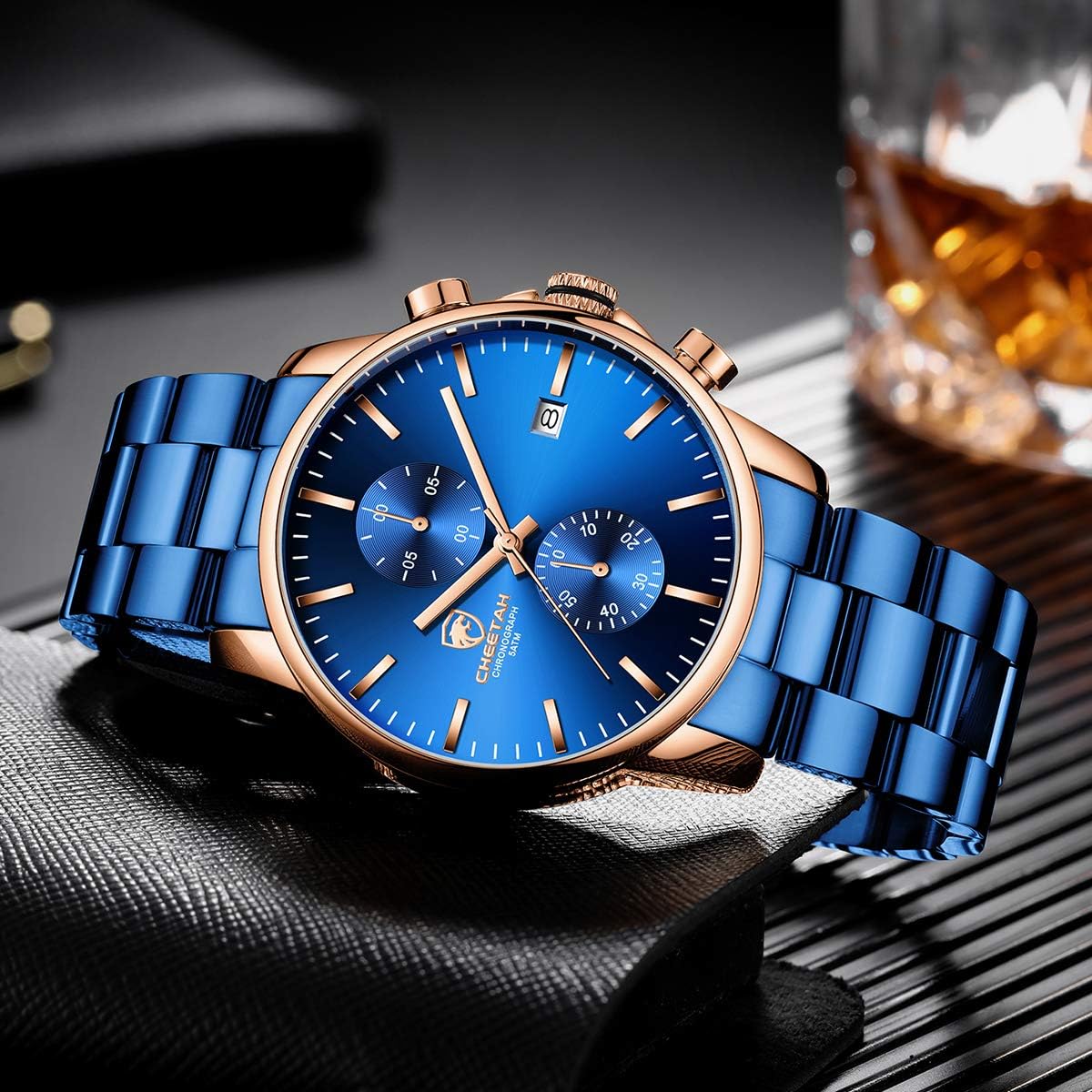 GOLDEN HOUR Fashion Business - Relojes para hombre con cronógrafo,...
