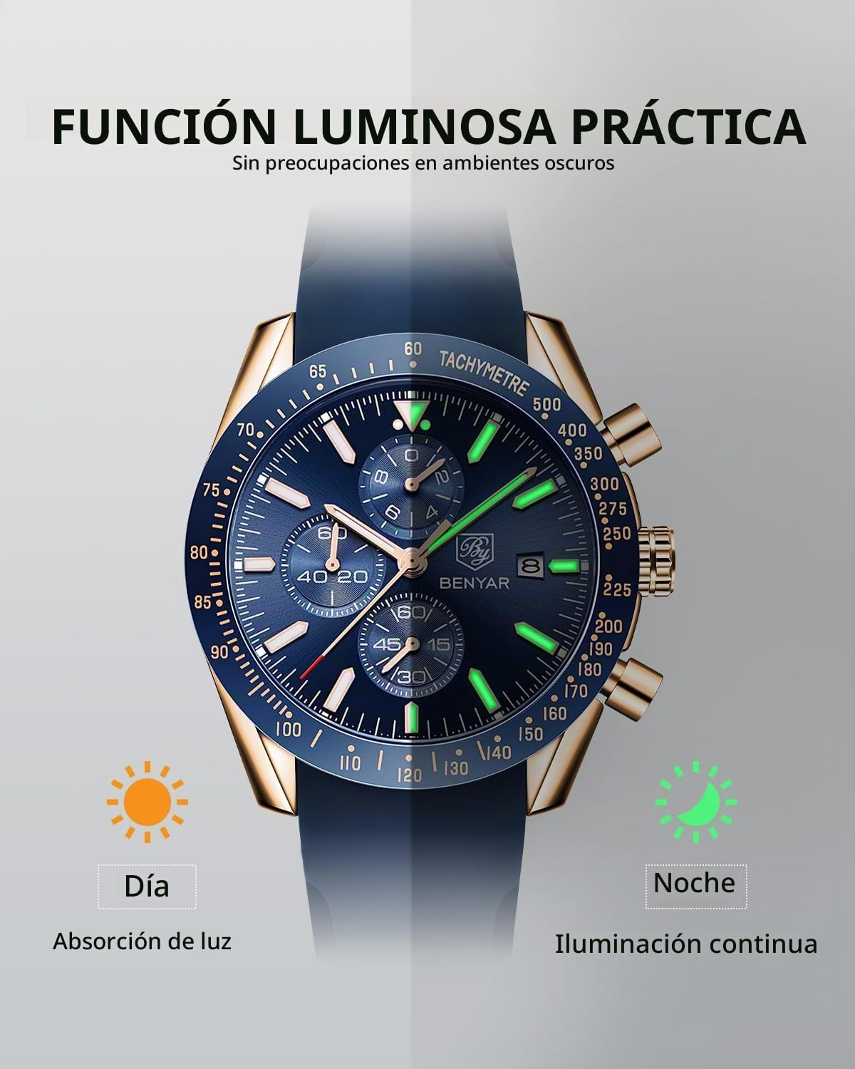 BENYAR Reloj para hombre analógico cronógrafo de cuarzo, impermeabl...