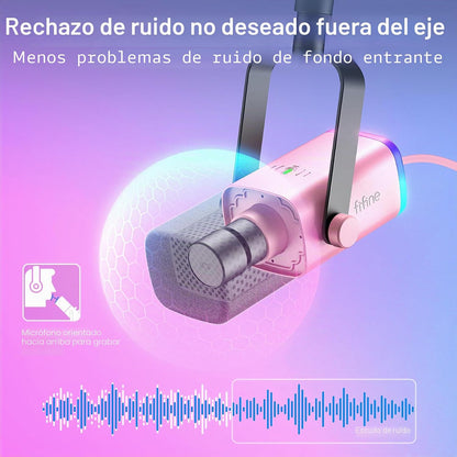 FIFINE AmpliGame AM8TP XLR Micrófono para juegos USB PC Kit de micr...