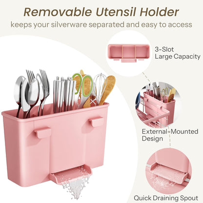 SNTD Escurridor de platos para encimera de cocina pequeña, 11 pulga...