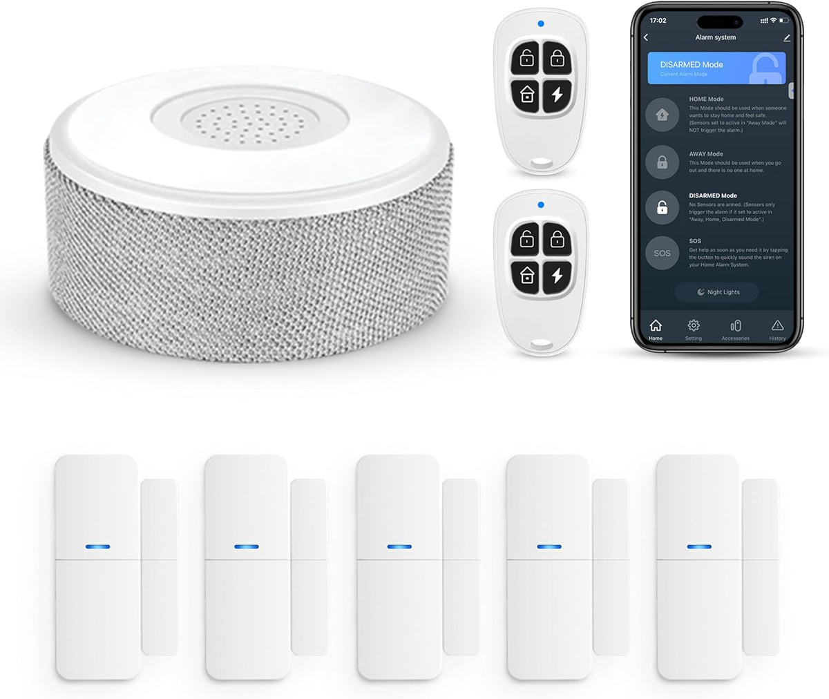 Sistema de alarma de puerta WiFi, kit de alarma inalámbrica de 8 pi...