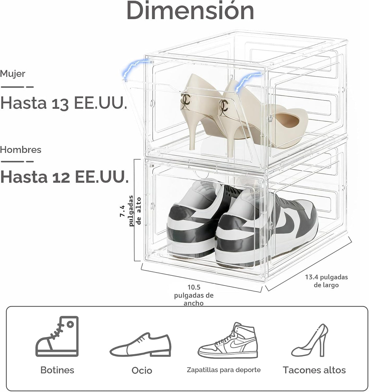 Pinkpum Caja de almacenamiento de zapatos duros mejorada, paquete d...