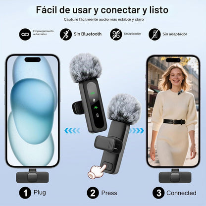 YUANRAN Micrófono Mini Inalámbrico para iPhone - Micrófono de Solap...