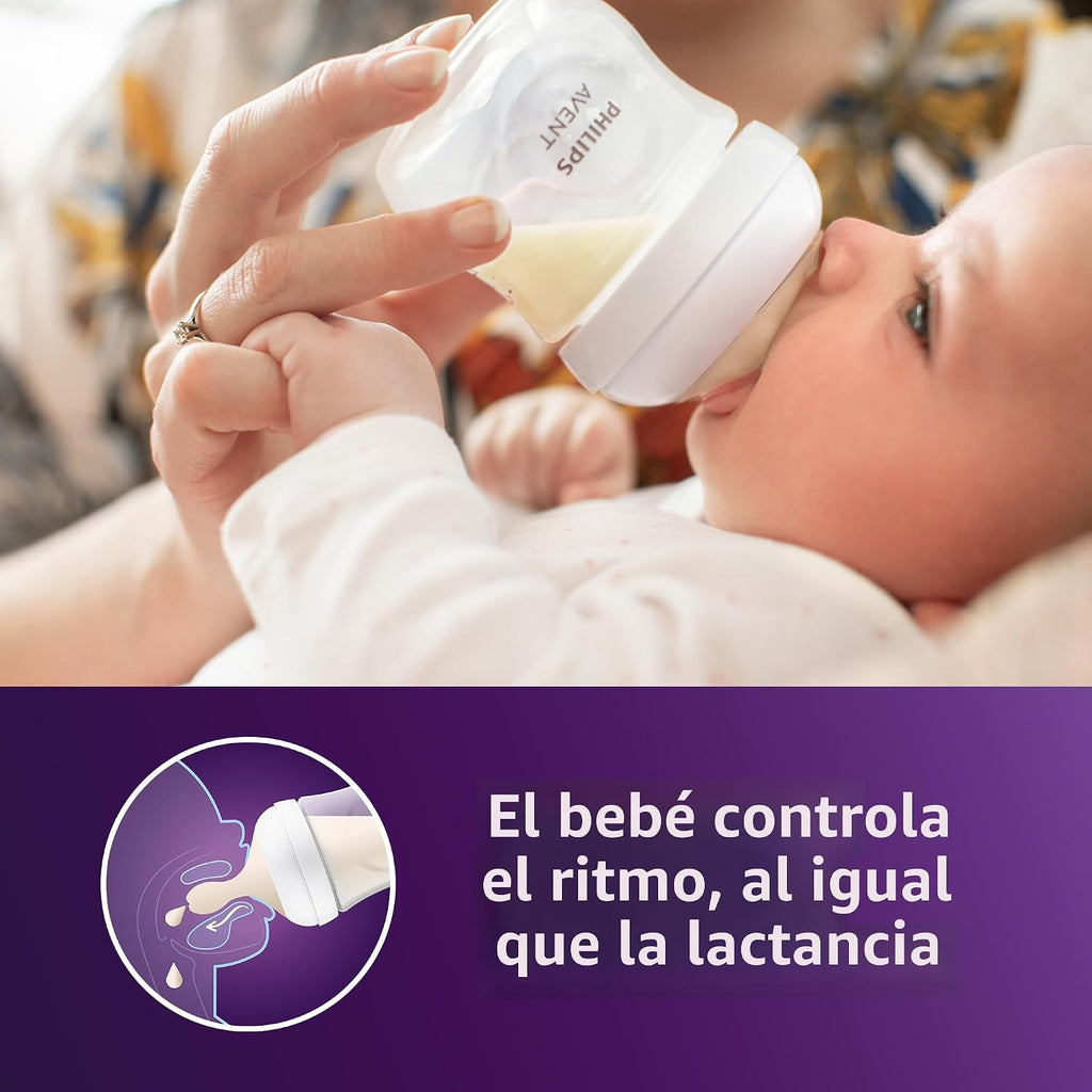 Philips Avent Biberones naturales, flujo lento, 4 onzas, sin BPA, p...