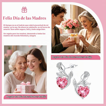 JACUPO Aretes de tuerca con piedra natal de corazón rosa de 0.8 qui...