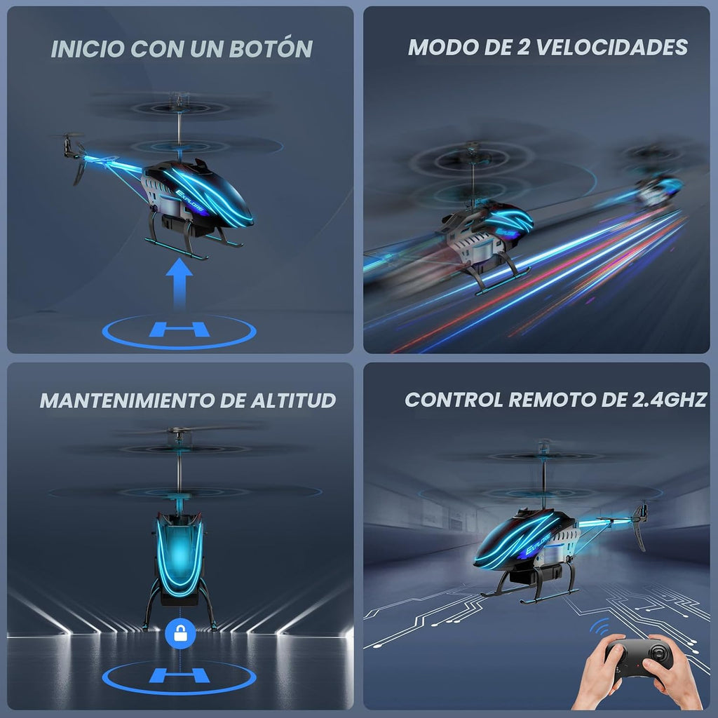 BUSSGO Helicóptero RC, helicóptero de control remoto para niños con...