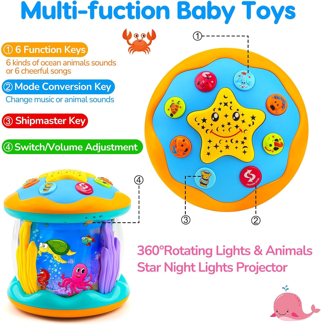 Tsomtto Musical Crawling Crab & Ocean Proyector giratorio Juguetes...