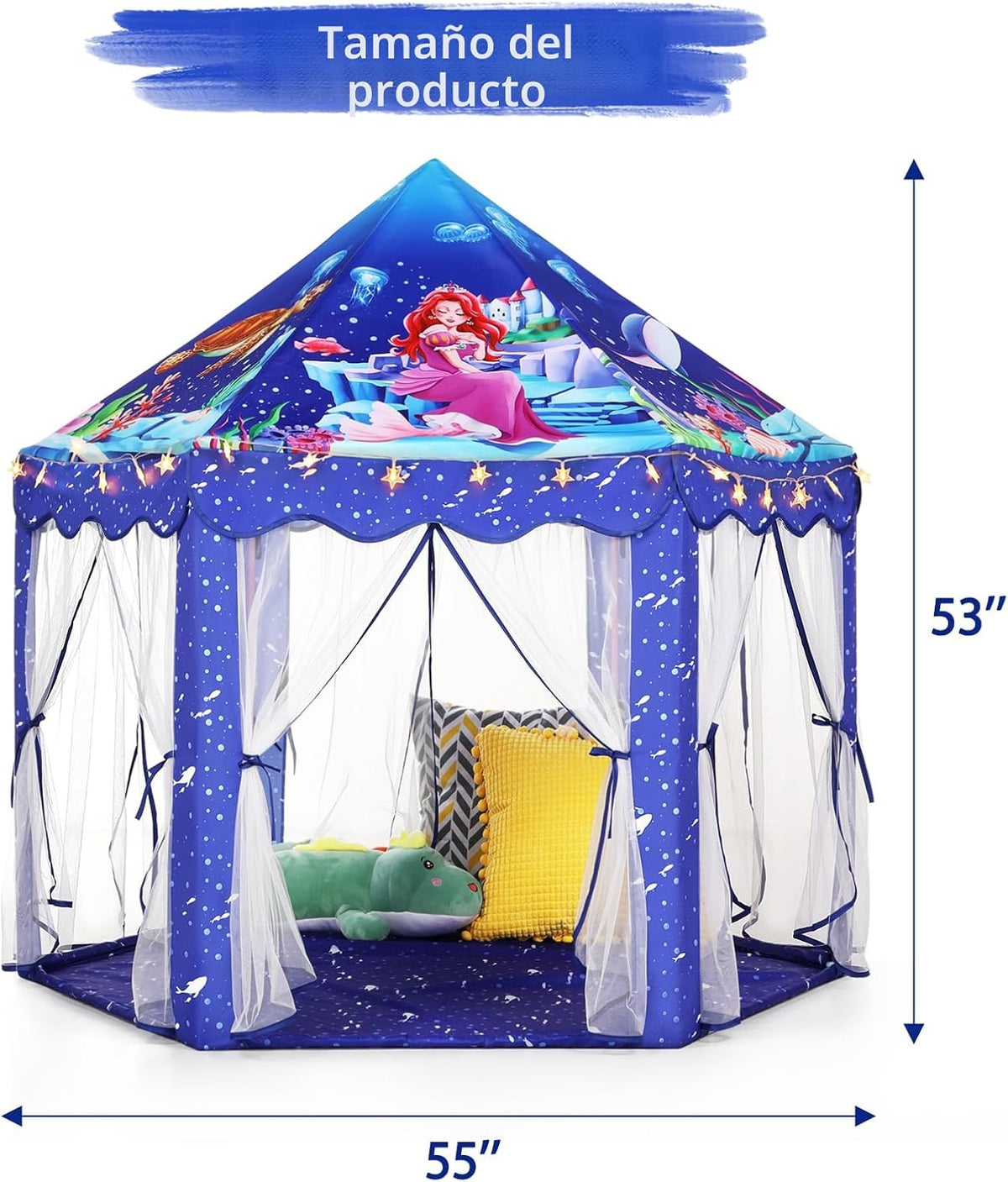 Monobeach Tienda de campaña de princesa de sirena para niñas, casa...