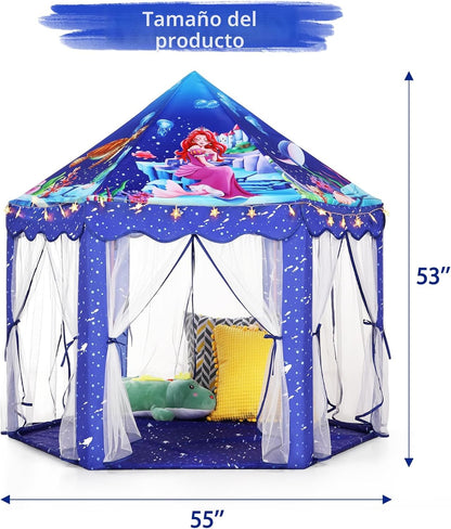 Monobeach Tienda de campaña de princesa de sirena para niñas, casa...