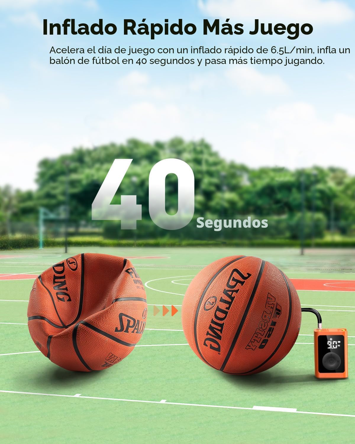 ETENWOLF Bomba de bola P300 Plus, bomba de baloncesto eléctrica par...