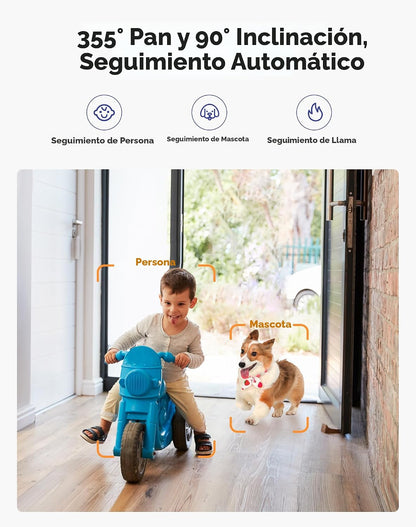 Hugolog - Cámara de seguridad para interiores de 3K 5MP con inclina...