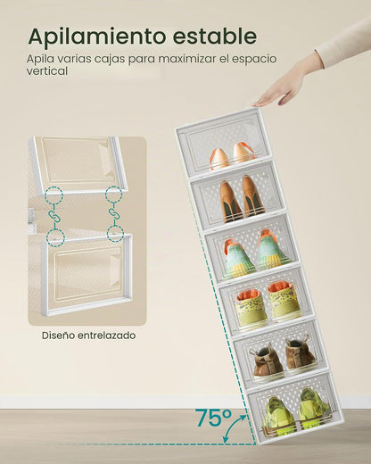 SONGMICS Cajas de zapatos, caja de plástico transparente, paquete d...