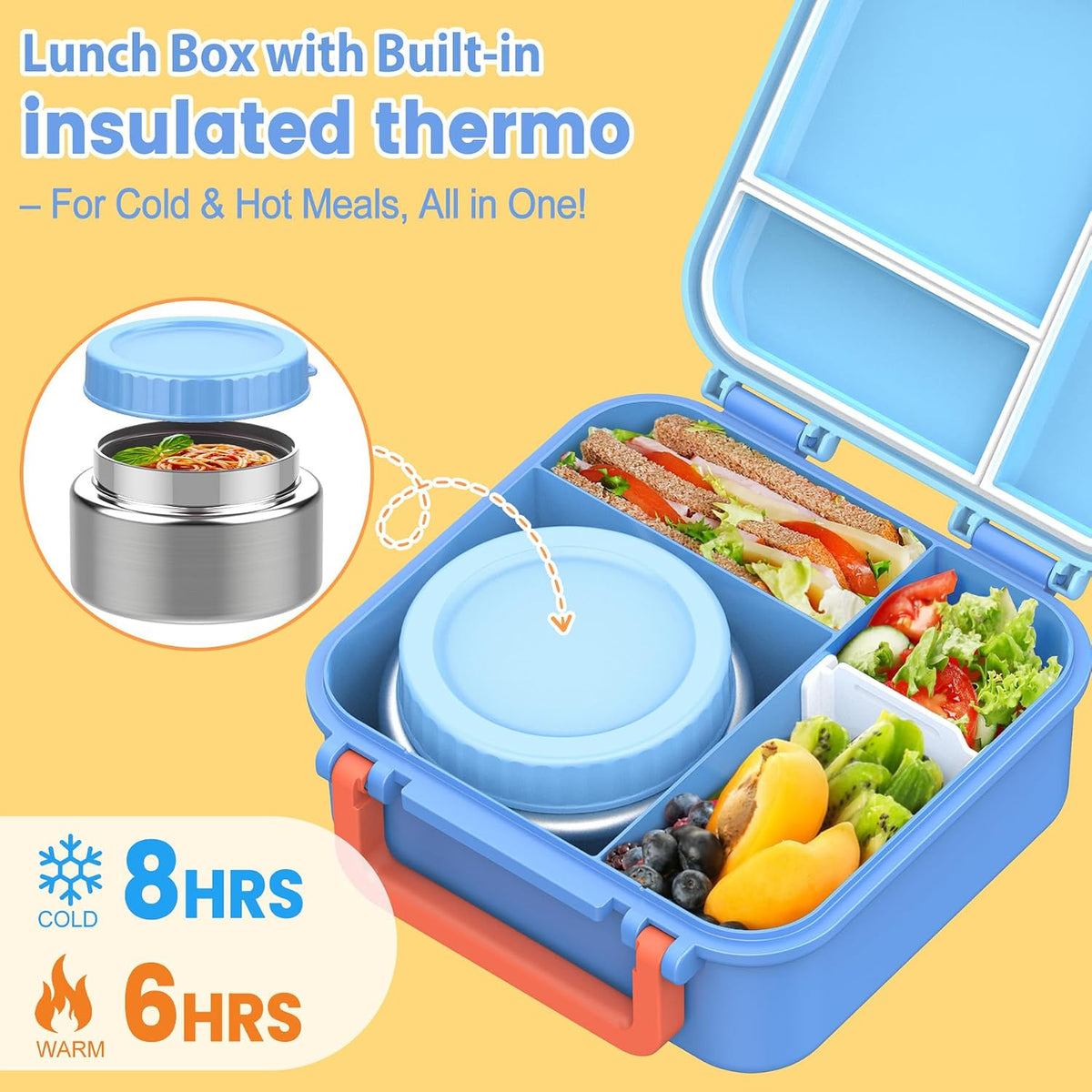 Lonchera Bento para niños con termo de 9 onzas, calcomanías imperme...