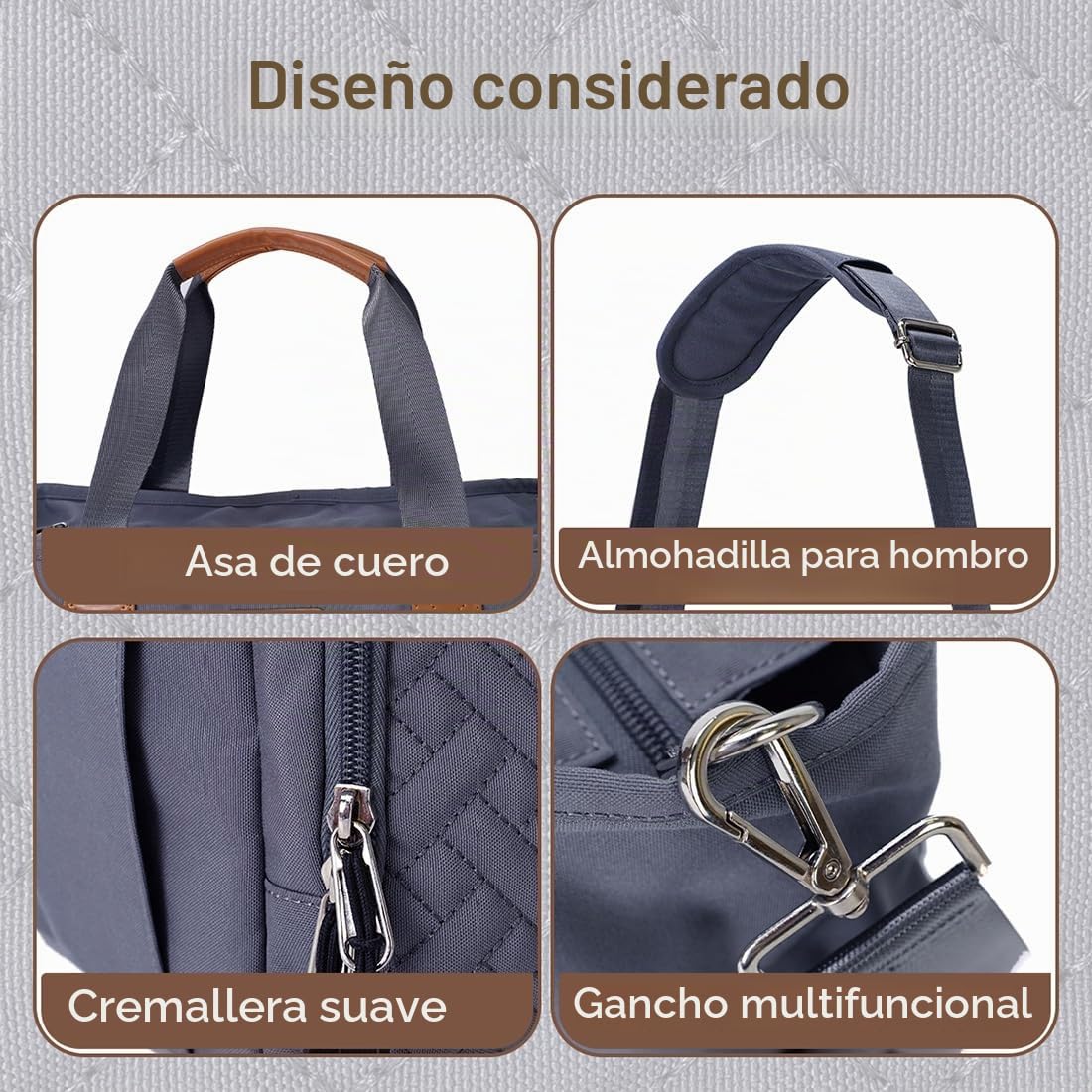 FHELAD Bolsa de pañales para mujer, bolsa de pañales para bebé con...